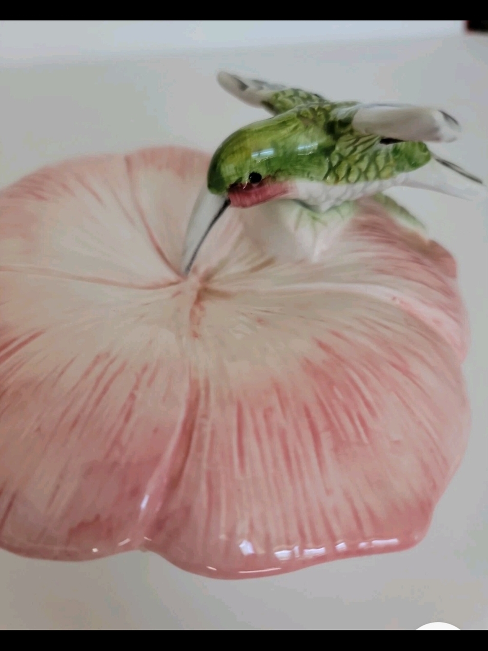Hummingbird Flower Porcelain Lidded Trinket Dish - Picture 2 of 7